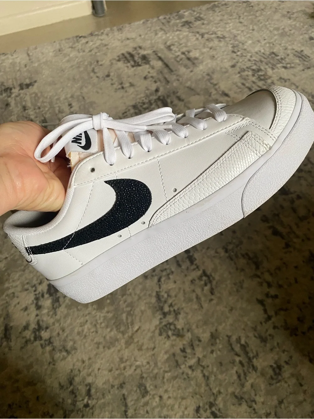Nike Women’s White Low-Top Platform Sneakers with Black Swoosh